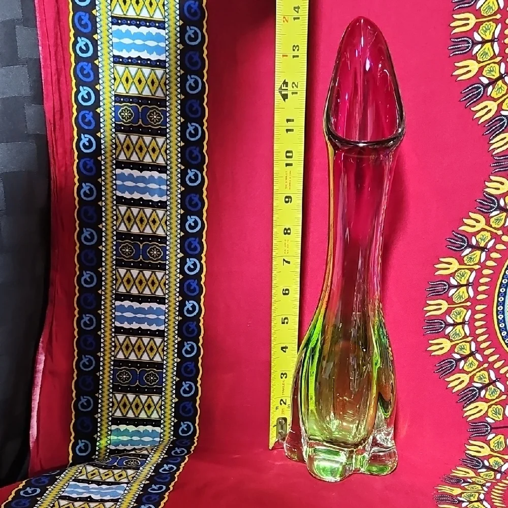 Handblown Vintage Mid-Century Modern Swung Glass Vase  in 